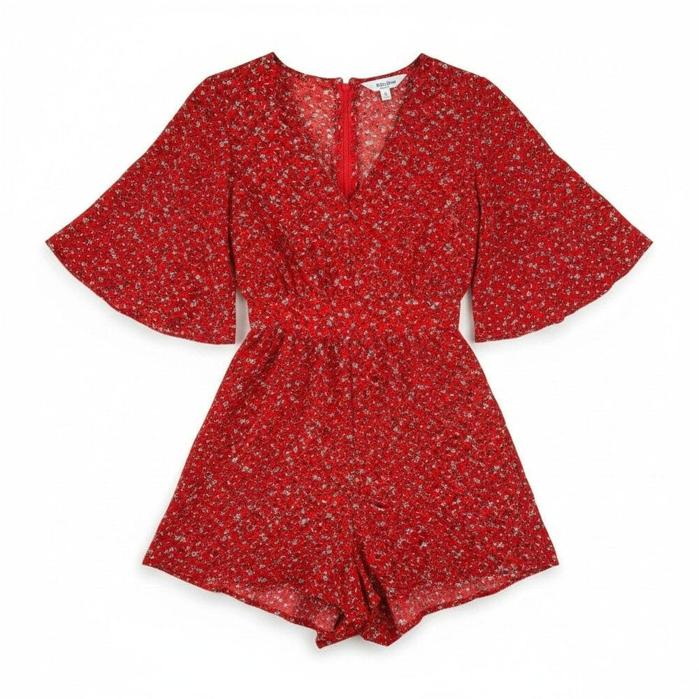 Jack by BB Dakota New Womens Spring Breaker Floral Flutter Sleeve Romper Red 6
